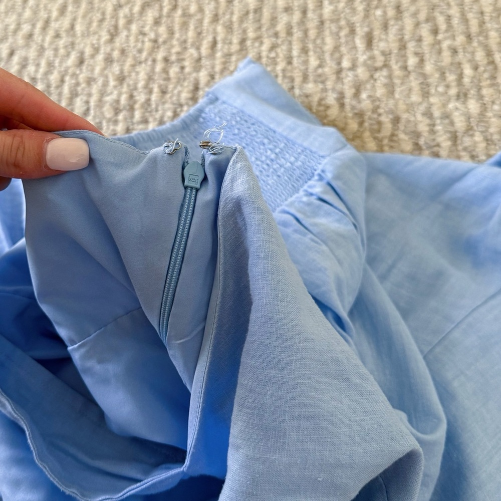Light Blue Linen Midi Dress - Picture 3 of 5